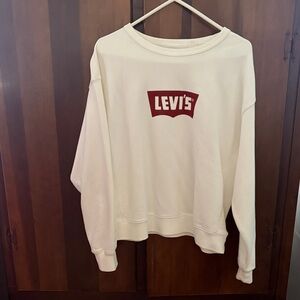 Levi's Cream Crewneck Sweater with Red Logo